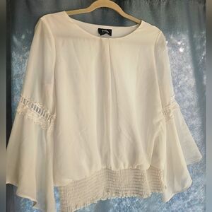 Boho Flowy White Blouse with Lace Details